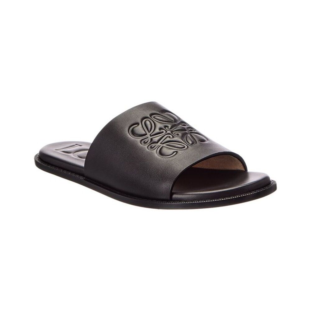 Loewe Flex Anagram Leather Sandal, Black